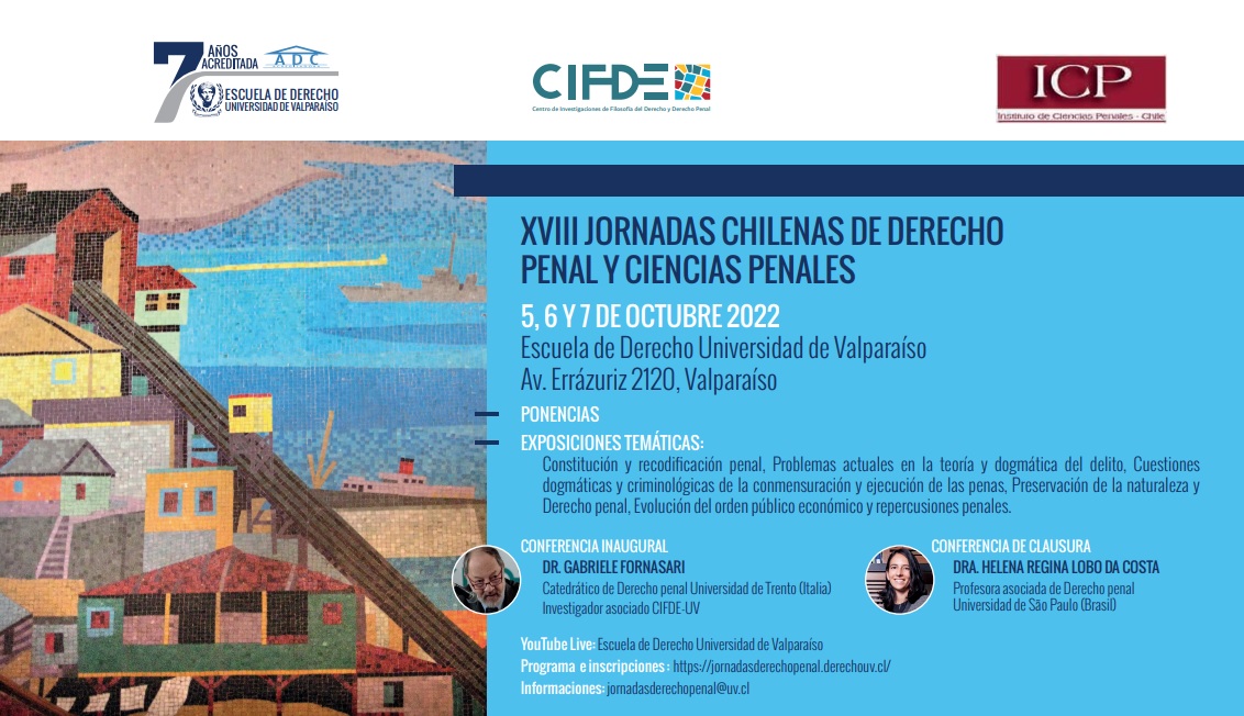 Universidad de Valparaíso será sede de XVIII Jornadas Chilenas de Derecho Penal y Ciencias Penales.