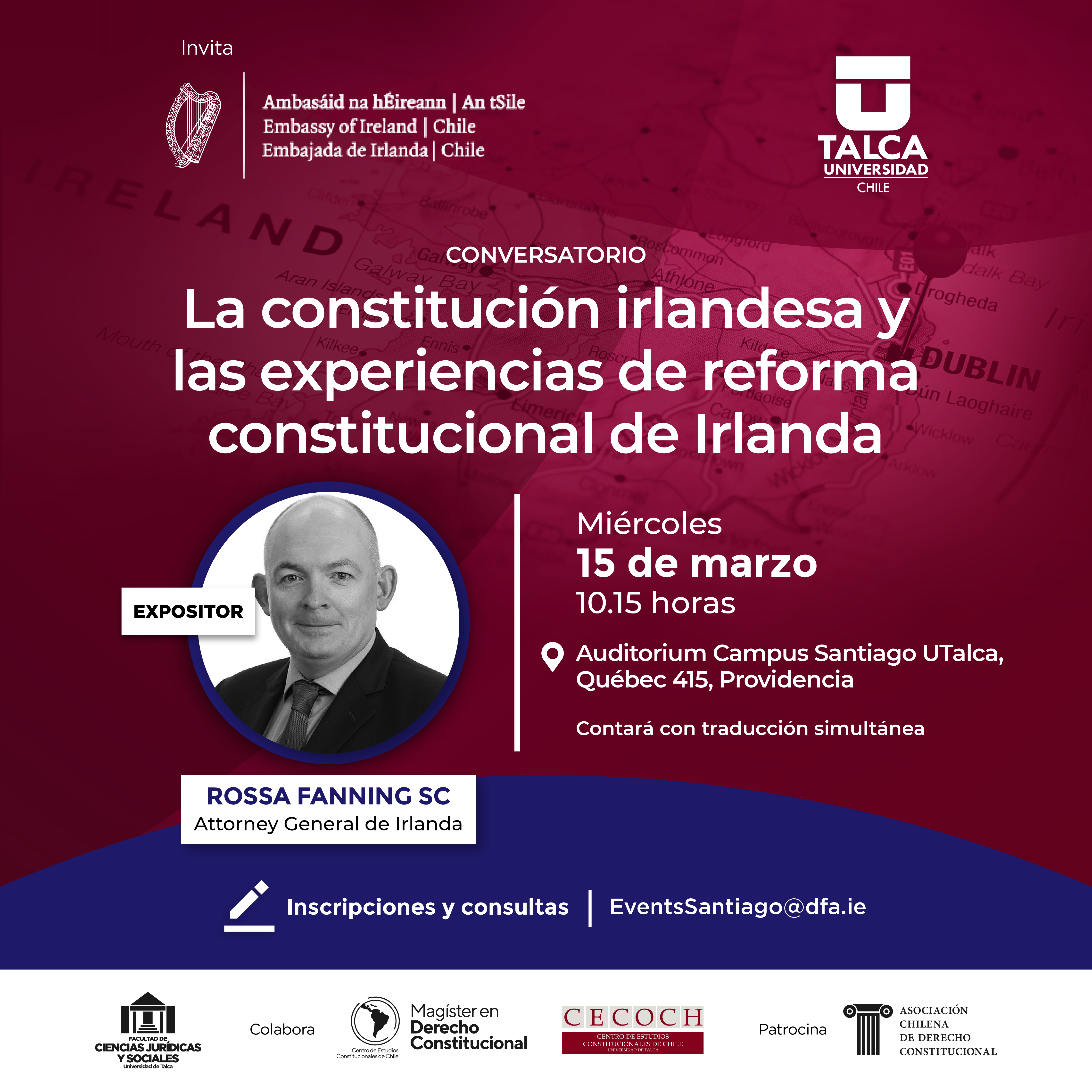 Conversatorio: Sobre la constitución Irlandesa y las experiencias de reforma constitucional en Irlanda.