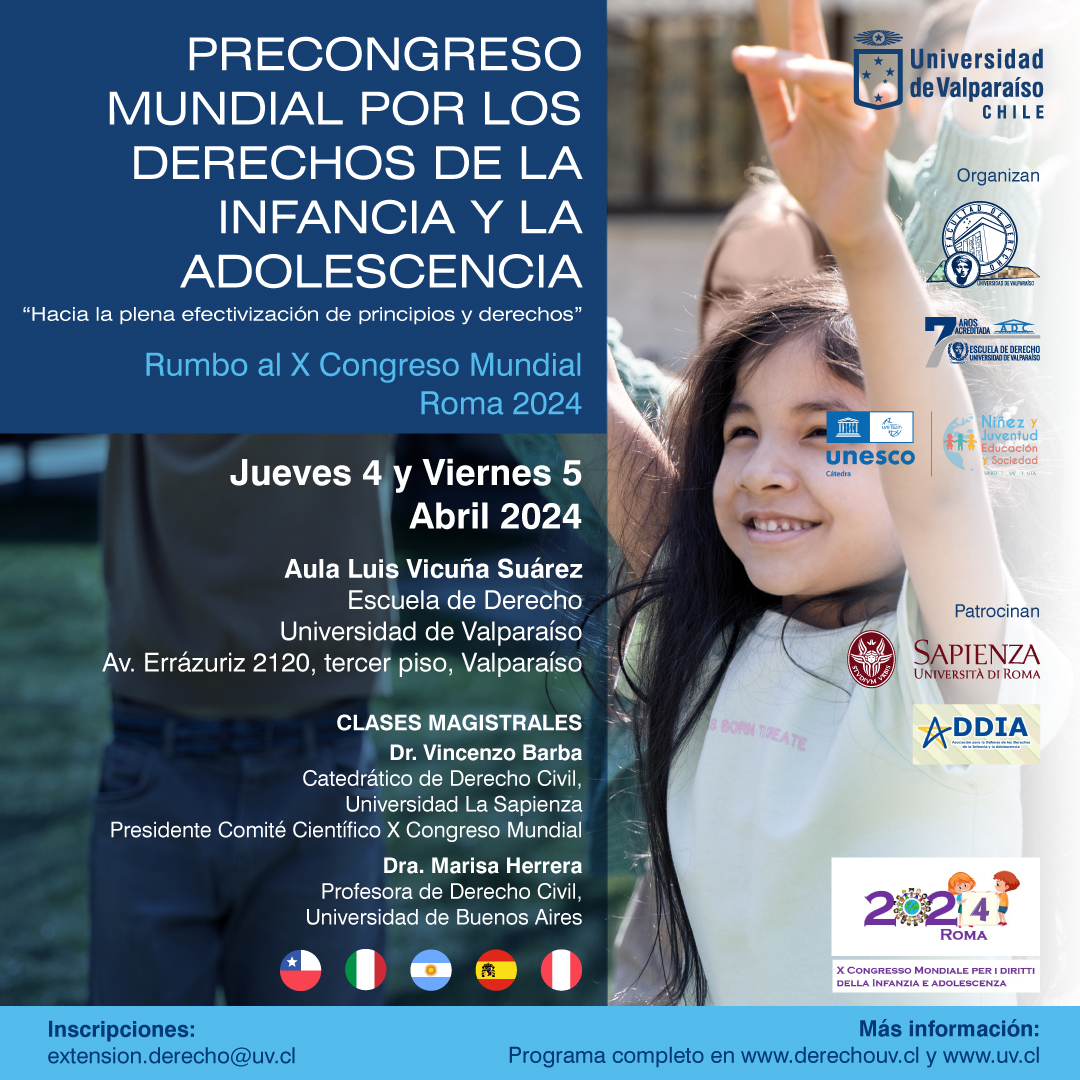 Universidad de Valparaíso acogerá Precongreso Mundial por los derechos de la infancia y la adolescencia.