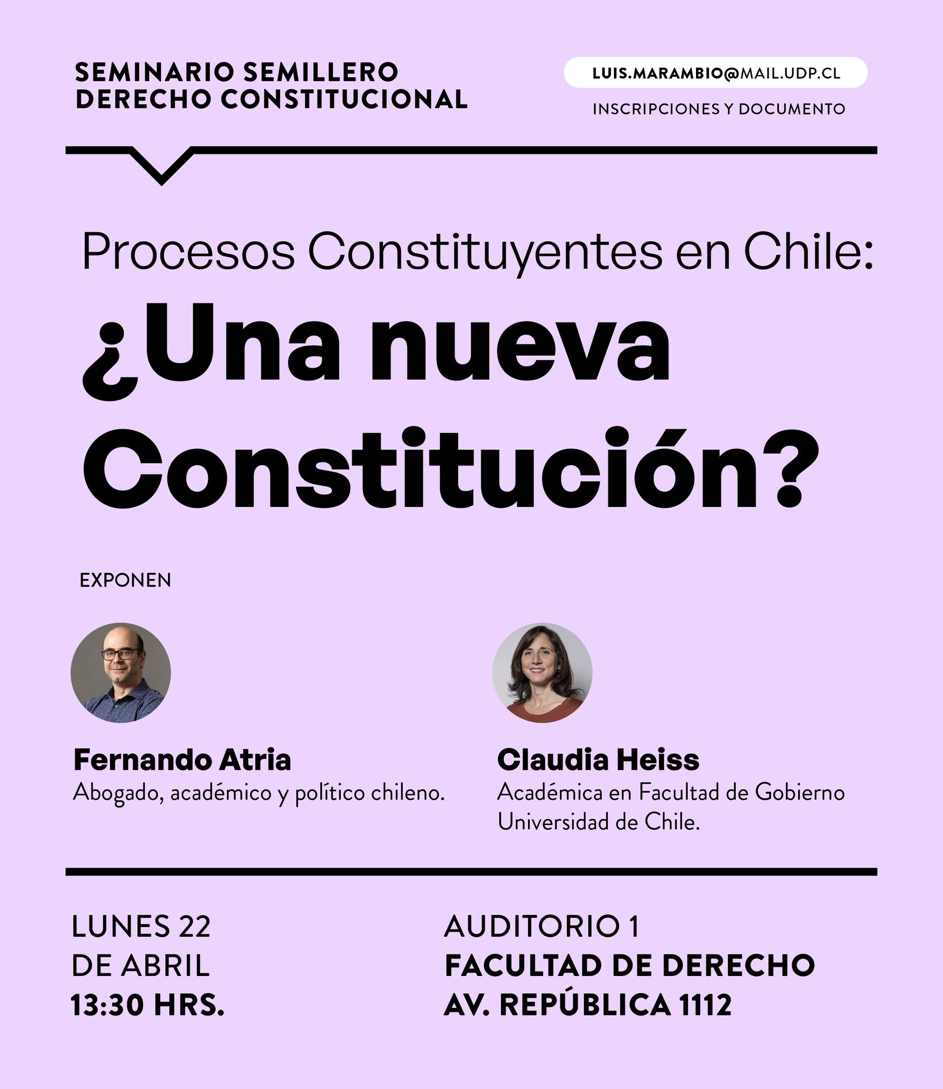 Seminario Semillero Derecho Constitucional: Procesos Constituyentes en Chile ¿Una nueva Constitución?